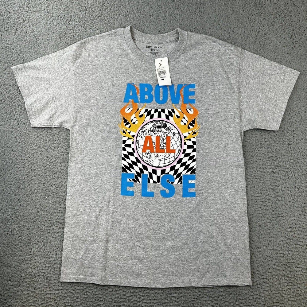 3Forty Inc. 'Above All Else' Short Sleeve Crewneck T-Shirt Size Large Gray NWT